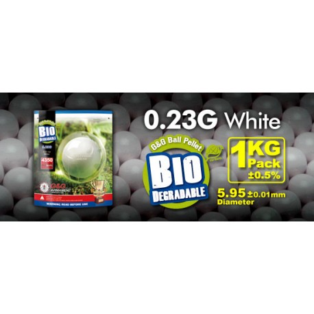 Billes airsoft biodégradables 0.23 gramme en sachet de 1 Kg de la marque G&G