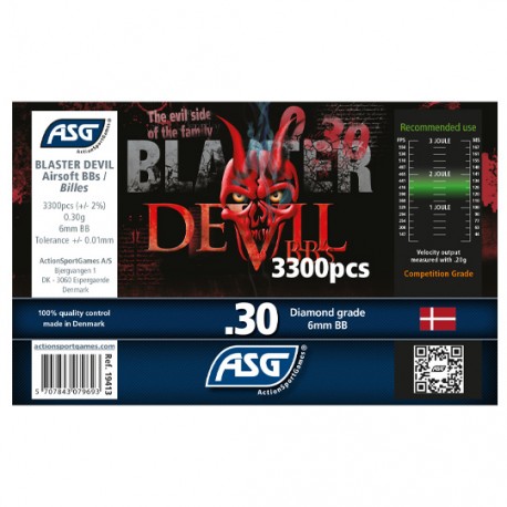 Bille airsoft Devil 0.30 gramme en pot de 3300 billes de la marque ASG