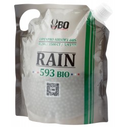 Billes airsoft biodégradables Rain 0.28 gramme en sachet de 3500 billes de la marque BO Manufacture