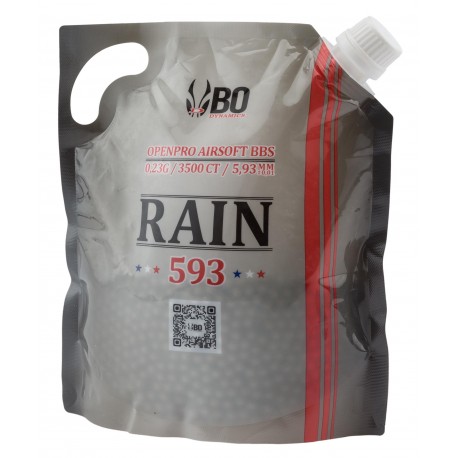 Billes airsoft Rain 0.23 gramme en sachet de 3500 billes de la marque BO Manufacture