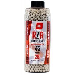 Billes airsoft RZR biodégradables 0.28 gramme en pot de 3300 billes de la marque Nuprol