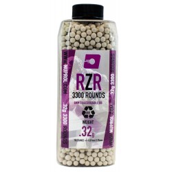 Billes airsoft RZR biodégradables 0.32 gramme en pot de 3300 billes de la marque Nuprol