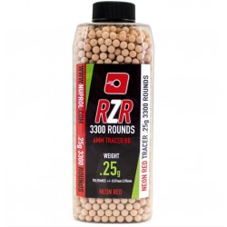 Billes airsoft RZR tracer rouge 0.25 gramme en pot de 3300 billes de la marque Nuprol