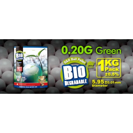 Bille airsoft biodégradable 0.20 gramme en sachet de 1 kg de la marque G&G