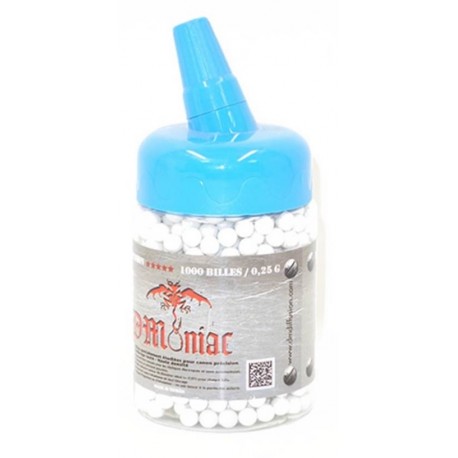 Bille airsoft 0.20 gramme en pot de 1000 billes de la marque DMoniac