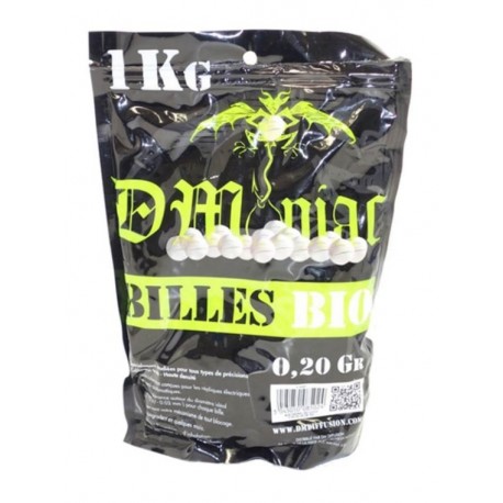 Bille airsoft biodégradable 0.20 gramme en sachet de 1 kg (5000 billes) de la marque DMoniac