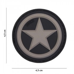 Patch 3D PVC USA star gris