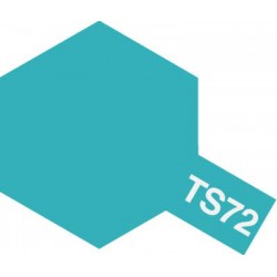 Peinture en spray pour maquette plastique. La couleur est TS72 Bleu translucide 100 ml de la marque Tamiya
