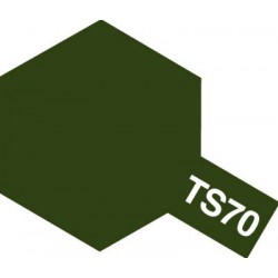 Peinture en spray pour maquette plastique. La couleur est TS70 Olive drab JGSDF 100 ml de la marque Tamiya 85070)