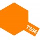 Peinture en spray pour maquette plastique. La couleur est TS56 Orange vif brillant 100 ml de la marque Tamiya (85056)