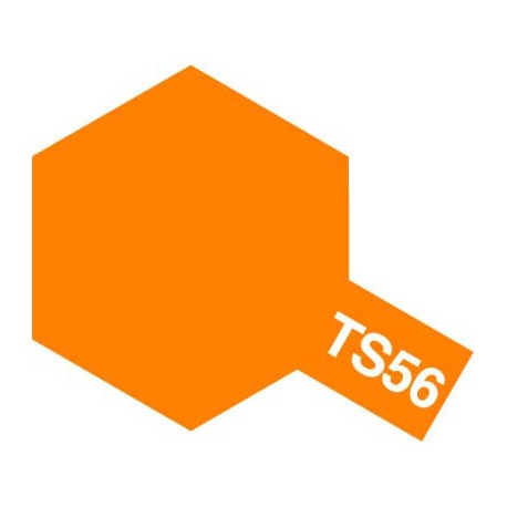 Peinture en spray pour maquette plastique. La couleur est TS56 Orange vif brillant 100 ml de la marque Tamiya (85056)