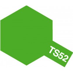 Peinture en spray pour maquette plastique. La couleur est TS52 Vert candy brillant 100 ml de la marque Tamiya (85052)