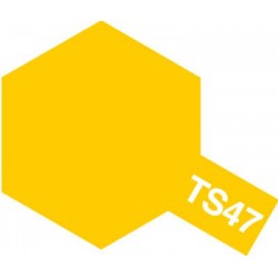 Peinture en spray pour maquette plastique. La couleur est TS47 Jaune chrome brillant 100 ml de la marque Tamiya (85047)