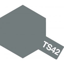 Peinture en spray pour maquette plastique. La couleur est TS42 Gris clair métal brillant 100 ml de la marque Tamiya (85042)