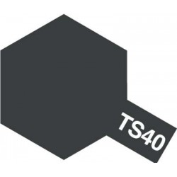 Peinture en spray pour maquette plastique. La couleur est TS40 Noir métal brillant 100 ml de la marque Tamiya (85040)