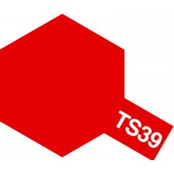 Peinture en spray pour maquette plastique. La couleur est TS39 Rouge mica brillant 100 ml de la marque Tamiya (85039)