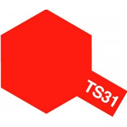 Peinture en spray pour maquette plastique. La couleur est TS31 Orange brillant 100 ml de la marque Tamiya (85031)