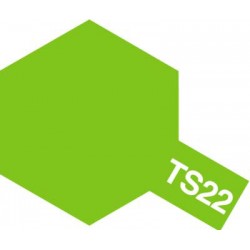 Peinture en spray pour maquette plastique. La couleur est TS22 Vert clair brillant 100 ml de la marque Tamiya (85022)