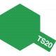 Peinture en spray pour maquette plastique. La couleur est TS20 Vert métal brillant 100 ml de la marque Tamiya (85020)