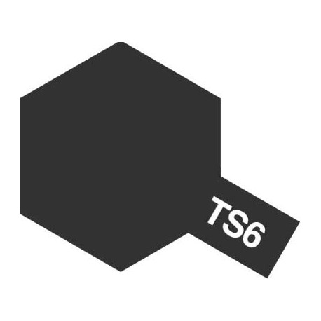 Peinture en spray pour maquette plastique. La couleur est TS6 Noir mat 100 ml de la marque Tamiya (85006)