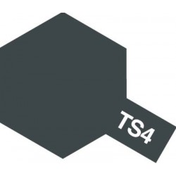 Peinture en spray pour maquette plastique. La couleur est TS4 Gris panzer mat 100 ml de la marque Tamiya (85004)