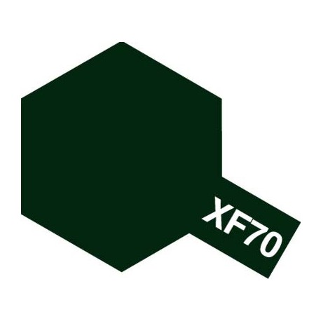 Peinture pour maquette plastique. La couleur est XF70 Vert foncé 2 mat 10 ml de la marque Tamiya (81770)