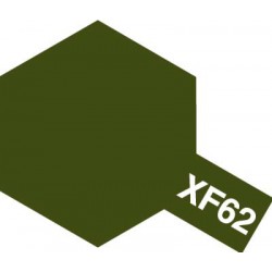 Peinture pour maquette plastique. La couleur est XF62 Olive drab mat 10 ml de la marque Tamiya (81762)