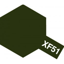Peinture pour maquette plastique. La couleur est XF51 Vert kaki mat de la marque Tamiya (81751)