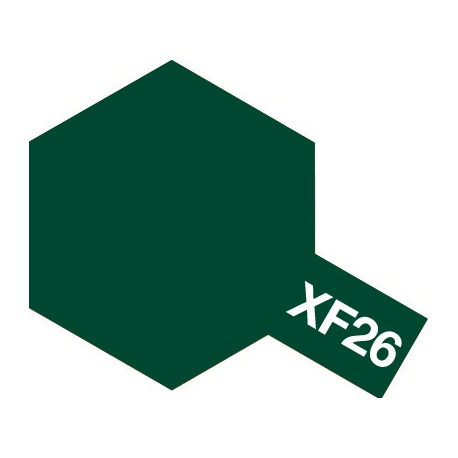 Peinture pour maquette plastique. La couleur est XF26 Vert foncé mat 10 ml de la marque Tamiya (81726)