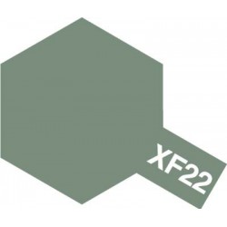 Peinture pour maquette plastique. La couleur est XF22 Gris RLM mat 10 ml de la marque Tamiya (81722)