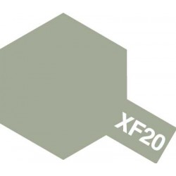 Peinture pour maquette plastique. La couleur est XF20 Gris moyen mat 10 ml de la marque Tamiya (81720)