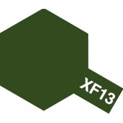 Peinture pour maquette plastique. La couleur est XF13 Vert aviation Japonaise mat 10 ml de la marque Tamiya (81713)