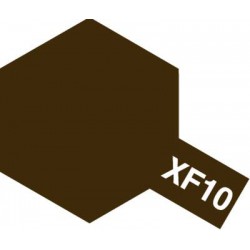 Peinture pour maquette plastique. La couleur est XF10 Brun mat 10 ml de la marque Tamiya (81710)
