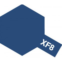 Peinture pour maquette plastique. La couleur est XF8 Bleu mat 10 ml de la marque Tamiya (81708)