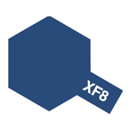 Peinture pour maquette plastique. La couleur est XF8 Bleu mat 10 ml de la marque Tamiya (81708)