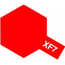 Peinture pour maquette plastique. La couleur est XF7 Rouge mat 10 ml de la marque Tamiya (81707)