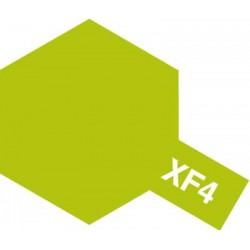 Peinture pour maquette plastique. La couleur est XF4 Vert Jaune mat 10 ml de la marque Tamiya (81704)