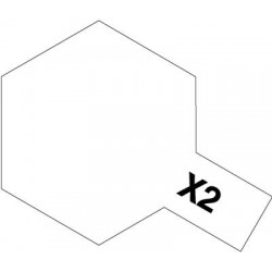 Peinture pour maquette plastique. La couleur est X2 Blanc brillant 10 ml de la marque Tamiya (81502)