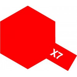 Peinture pour maquette plastique. La couleur est X7 Rouge brillant 10 ml de la marque Tamiya (81507)