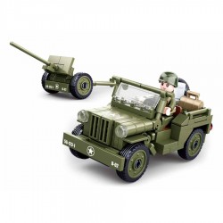 Jeu de briques – Jeep avec canon anti aérien seconde guerre mondiale (WW2) de la marque Sluban (M38-B0853 | 413304)