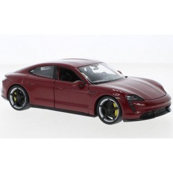 Miniature – Porsche Taycan turbo S rouge 1/24 de la marque Welly (24107)