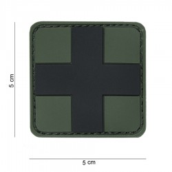 Patch 3D PVC Croix noir sur fond vert (avec velcro) de la marque 101 Inc (12013 | 444120-3527)