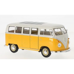 Miniature – Volkswagen T1 bus jaune et blanc de 1962 (à l’échelle 1/24) de la marque Welly (22095)