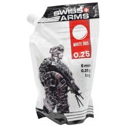 Billes airsoft Platinum 0.25 gramme en sachet de 1 kg de la marque Swiss arms (KA-BB-02-WH)