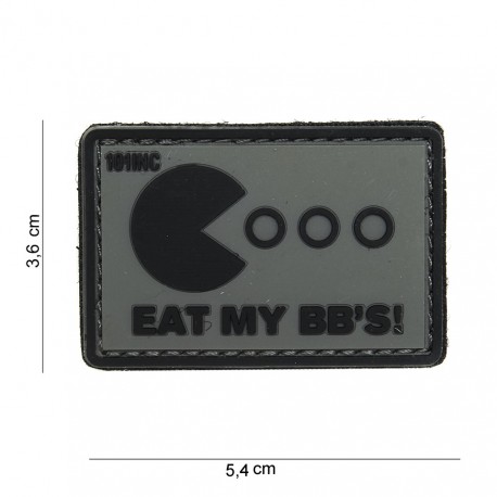 Patch 3D PVC Eat my bb's gris et noir (avec velcro) de la marque 101 Inc (14066 | 444100-3939)
