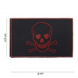 Patch 3D PVC Skull and bones noir et rouge