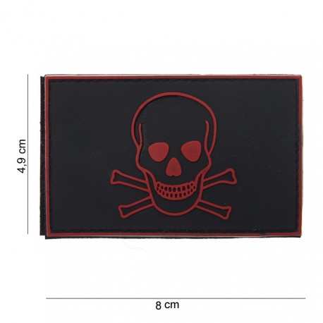 Patch 3D PVC Skull and bones noir et rouge (avec velcro) de la marque 101 Inc (10073 | 444180-3590)