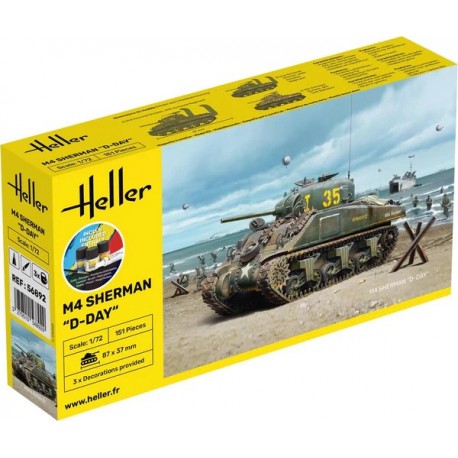Maquette plastique – Char M4 Sherman du D-day (échelle 1/72) de la marque Heller (56892)