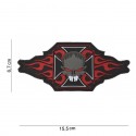 Patch 3D PVC Maltezer cross + skull & flames