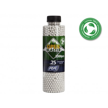 Airsoft - Bille airsoft biodégradable Open blaster 0.25 gramme en pot de 3300 billes de la marque ASG (19420)